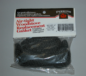 Wood stove door gasket-bagged, peg hook hanging 5/8"x1/8" flat x 7'